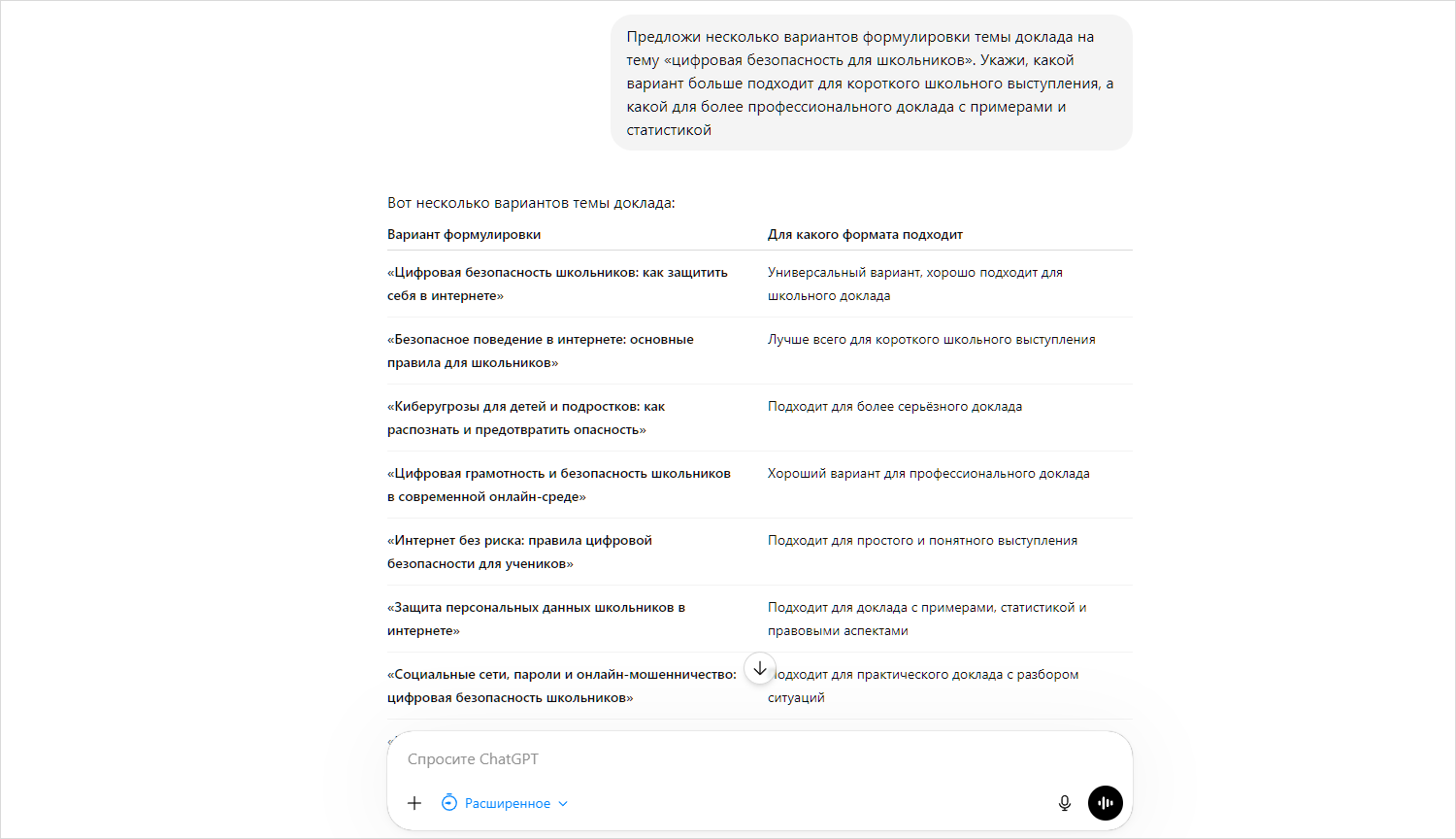 Prompt for the report 1